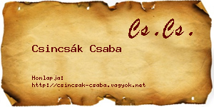 Csincsák Csaba névjegykártya
